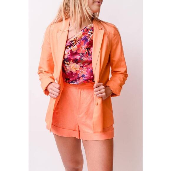 CAMI NYC Owen Linen Button Front Lined Blazer Papaya S20-33-LINEN-PPAYA XS XSmal - Picture 3 of 6